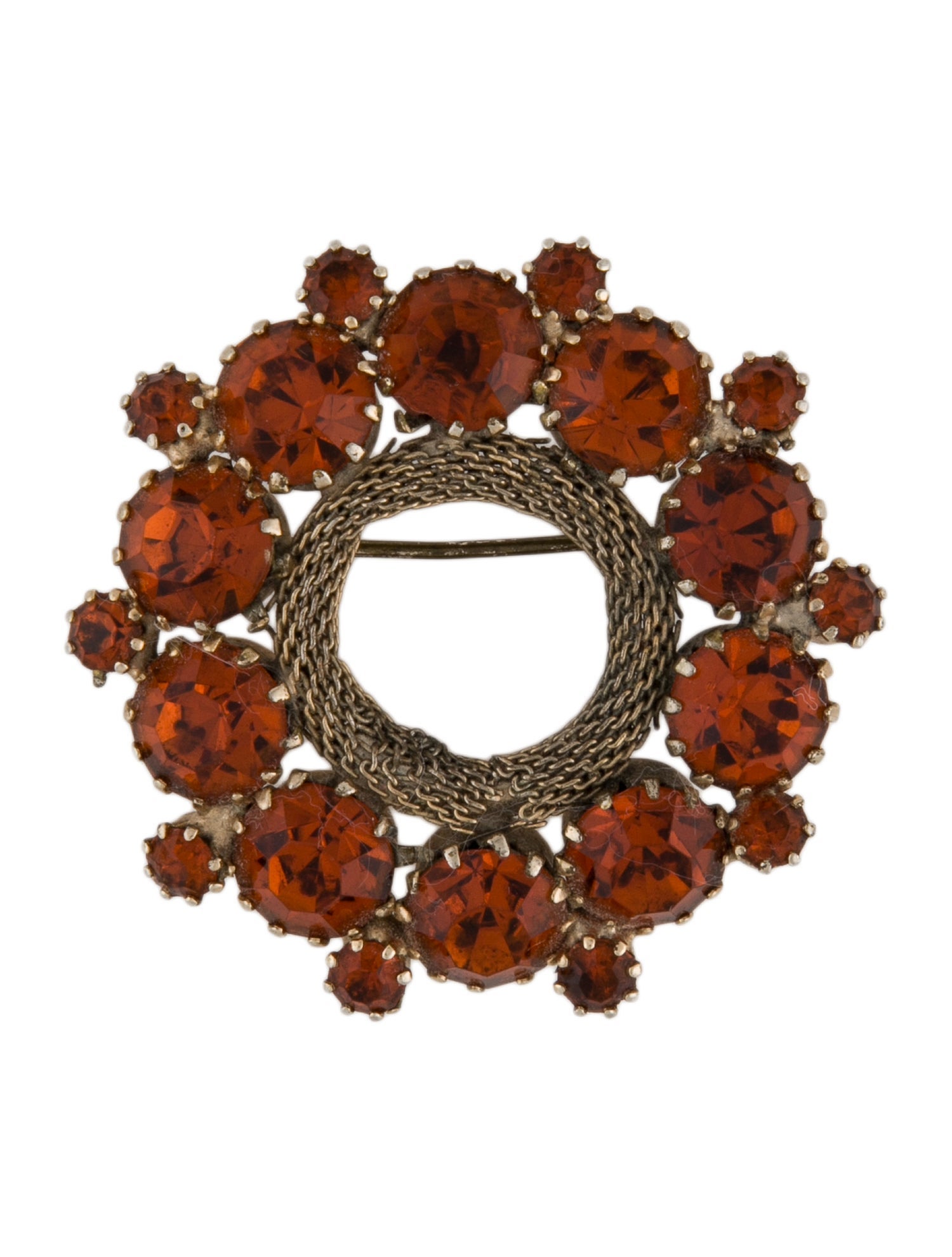 Weiss Vintage Orange Stone Brooch Pin