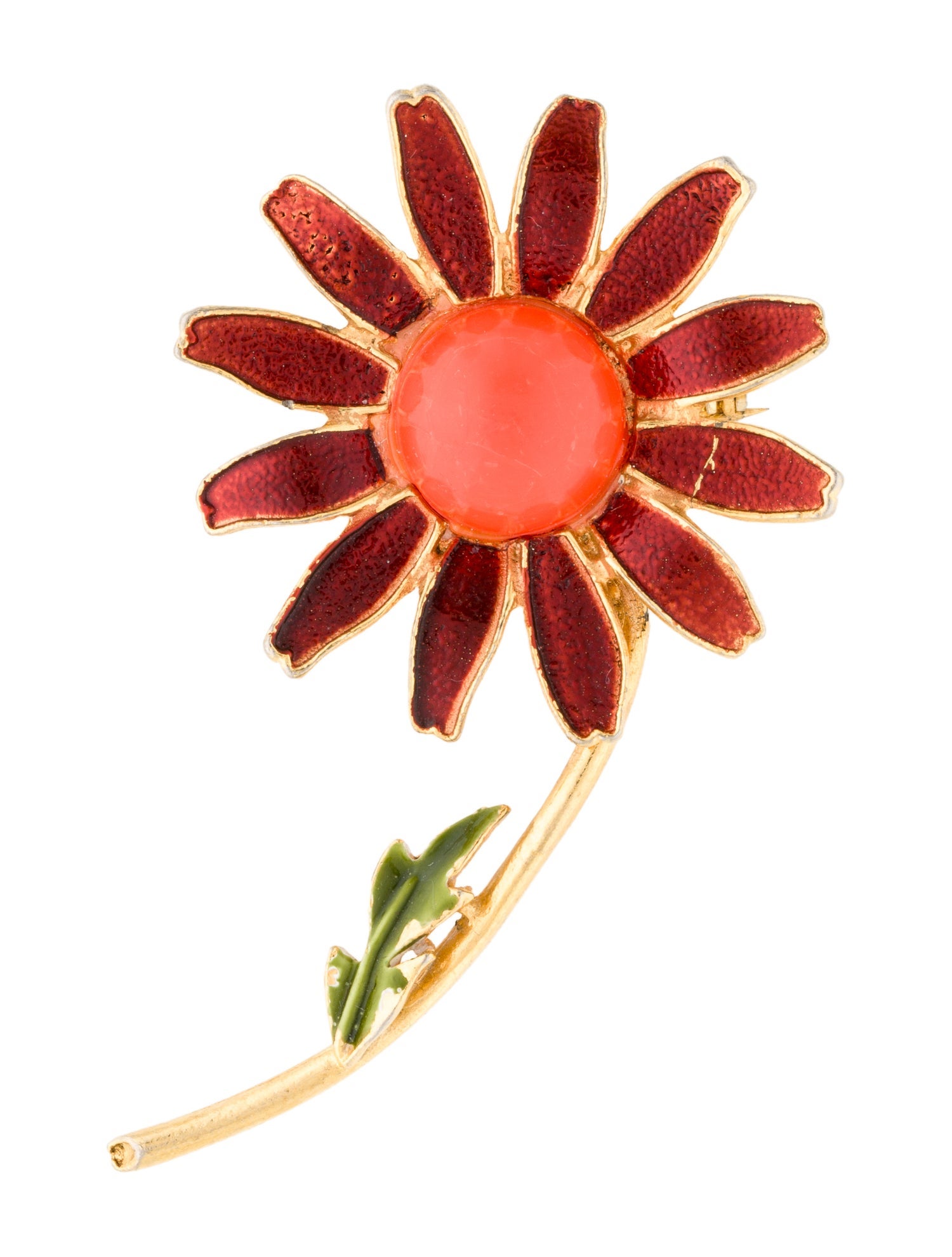 Weiss Enamel & Resin Flower Brooch