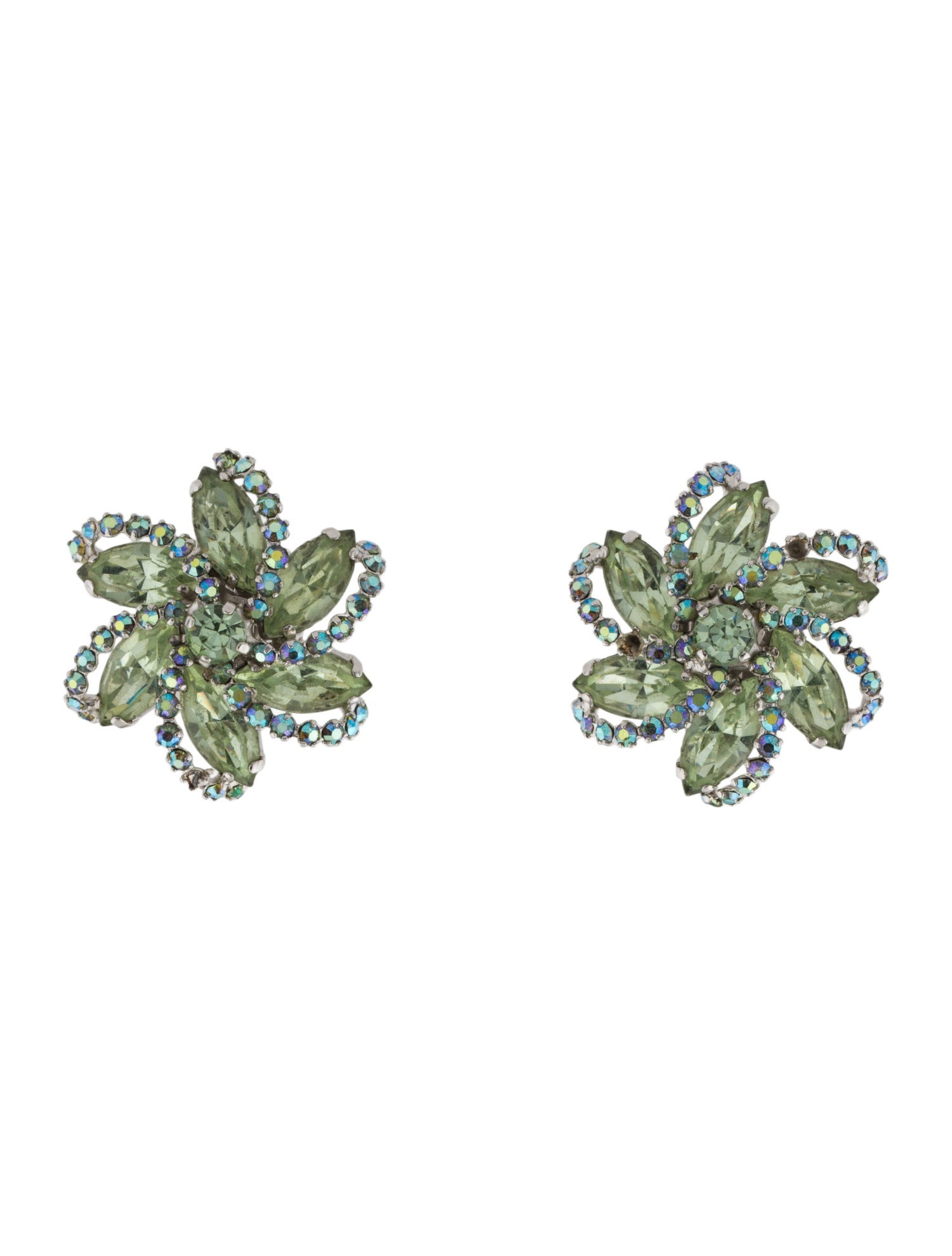 Weiss Vintage Crystal Flower Clip-On Earrings