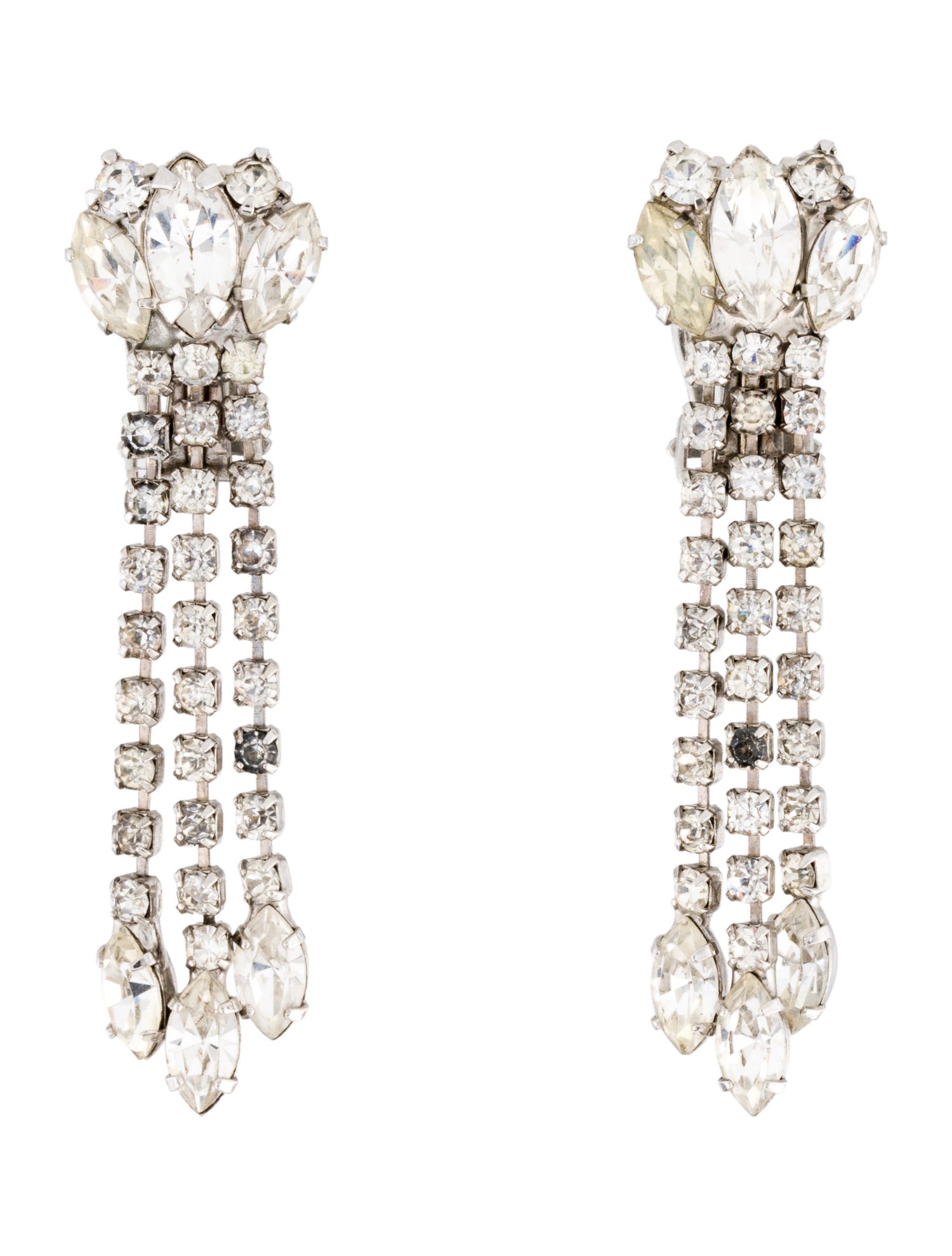 Weiss Crystal Drop Clip-On Earrings