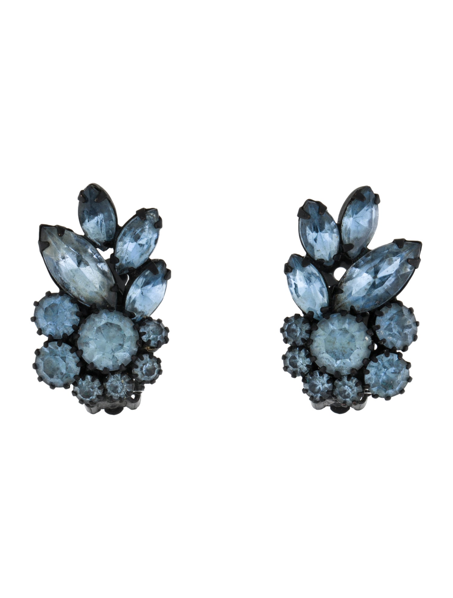 Weiss Crystal Cluster Clip On Earrings