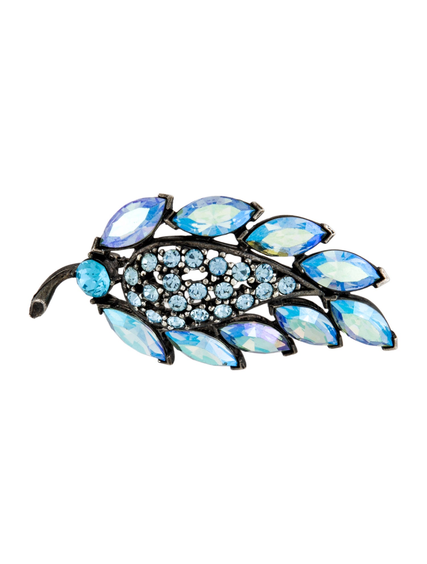 Weiss Crystal Leaf Brooch