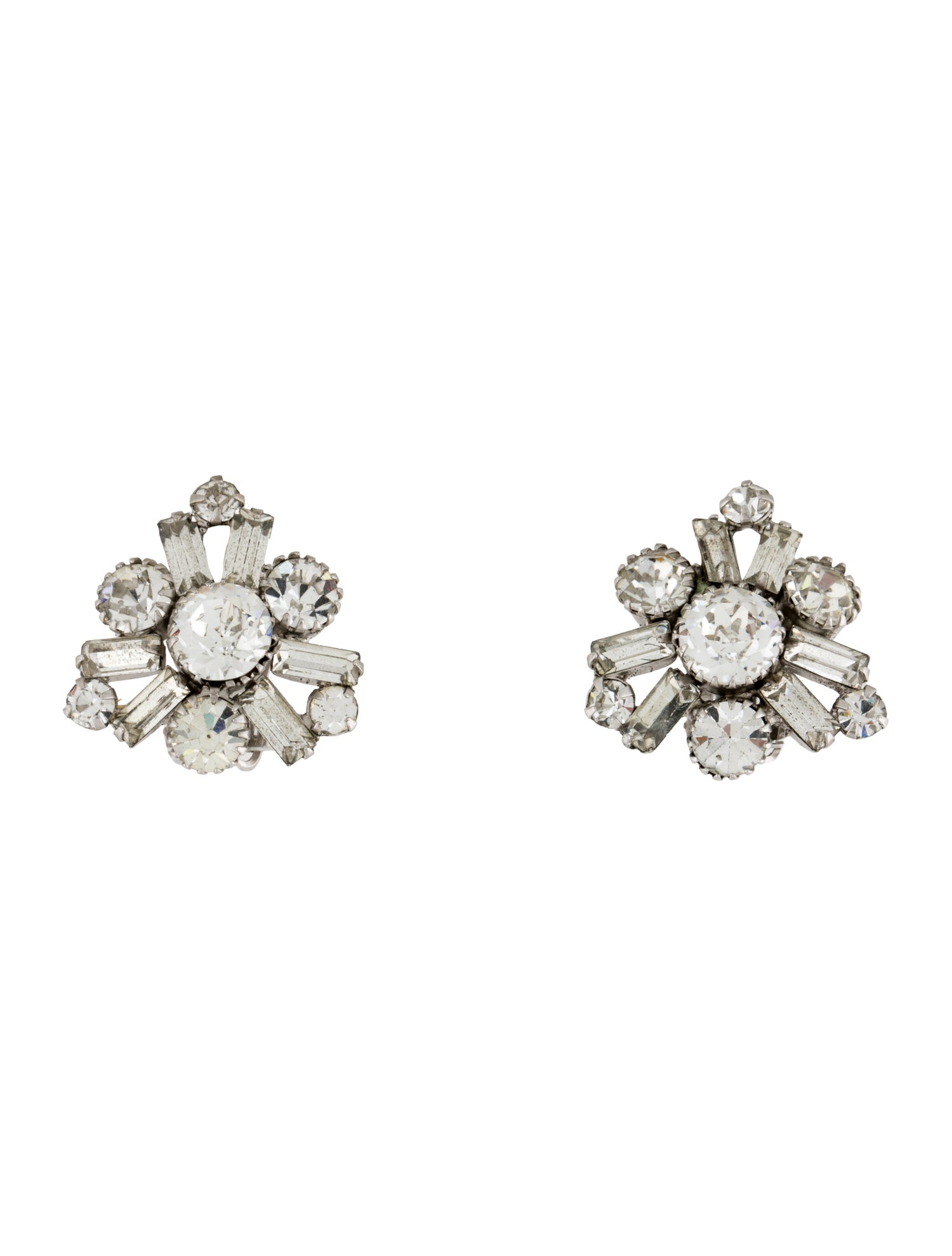 Weiss Crystal Clip On Stud Earrings