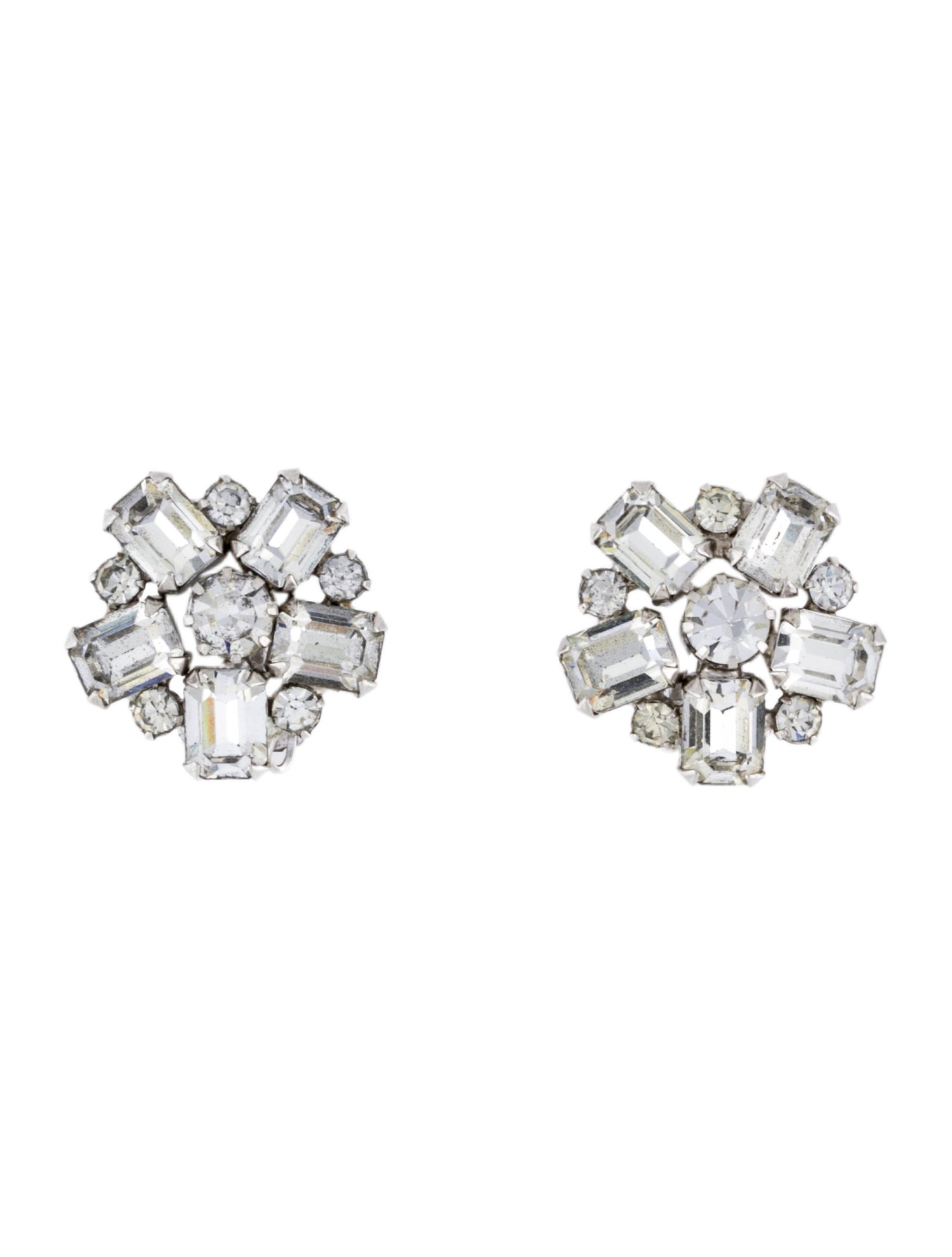 Weiss Crystal Cluster Clip On Earrings