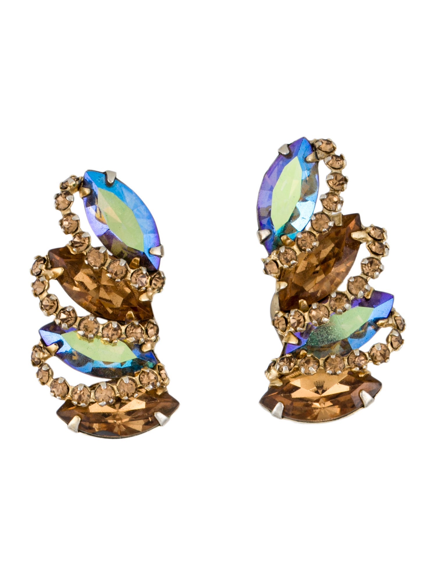 Weiss Crystal Cluster Clip On Earrings