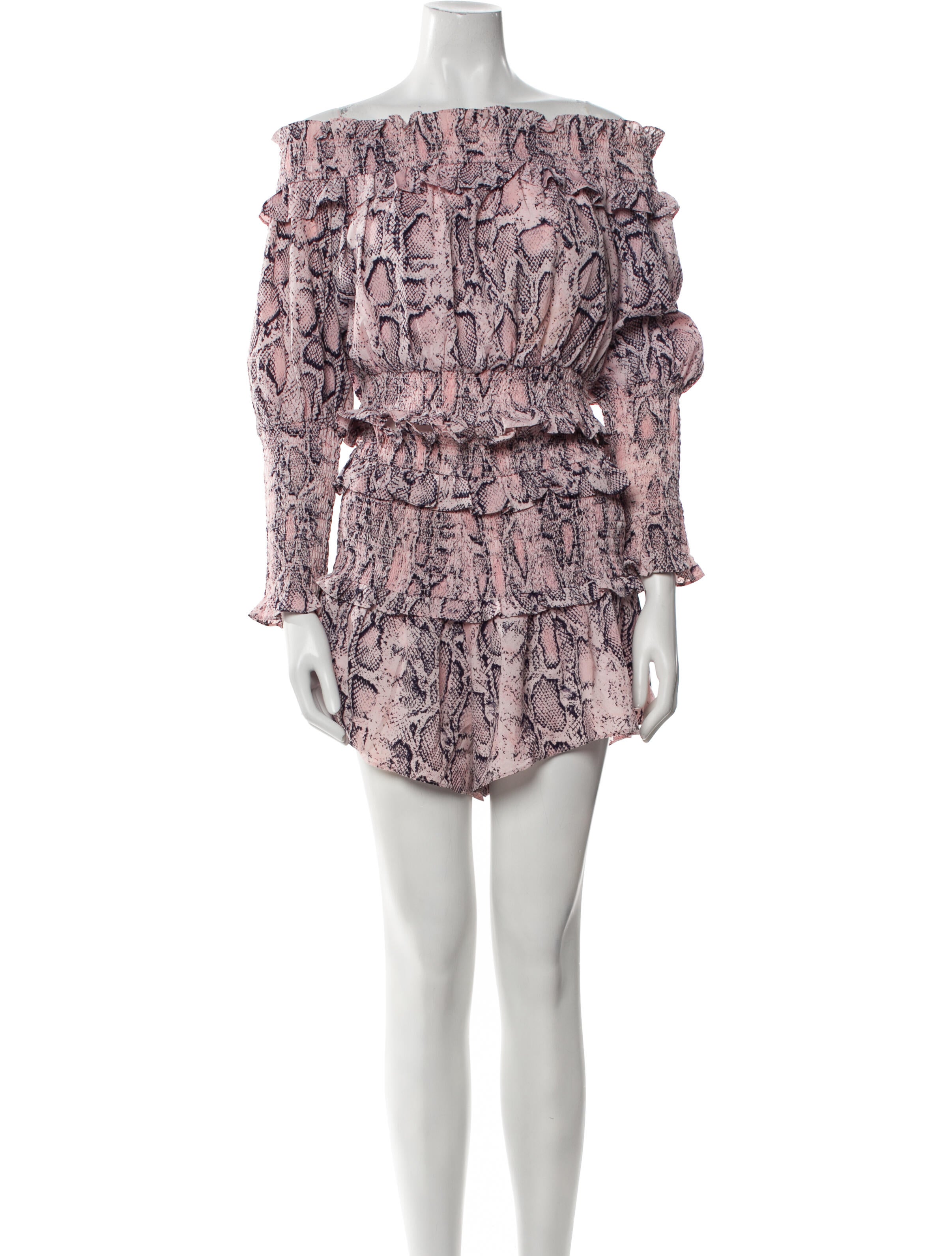 Elliatt Animal Print Ruffle Embellishment Short Set