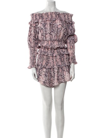 Elliatt Animal Print Ruffle Embellishment Short Set