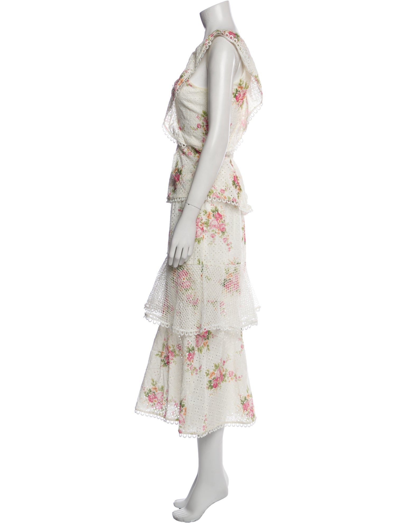 Elliatt Floral Print Lace Trim Embellishment Skirt Set