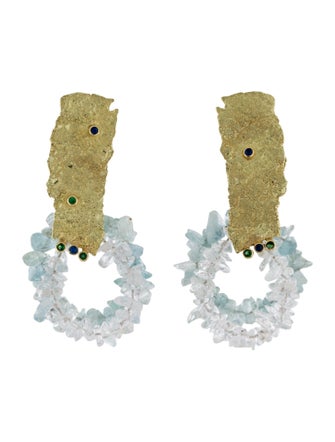 Emanuela Duca 14K Sapphire, Tsavorite & Aquamarine Good Vibes Circle Earrings