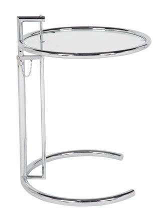 Eileen Gray Chrome & Glass Round Side Table