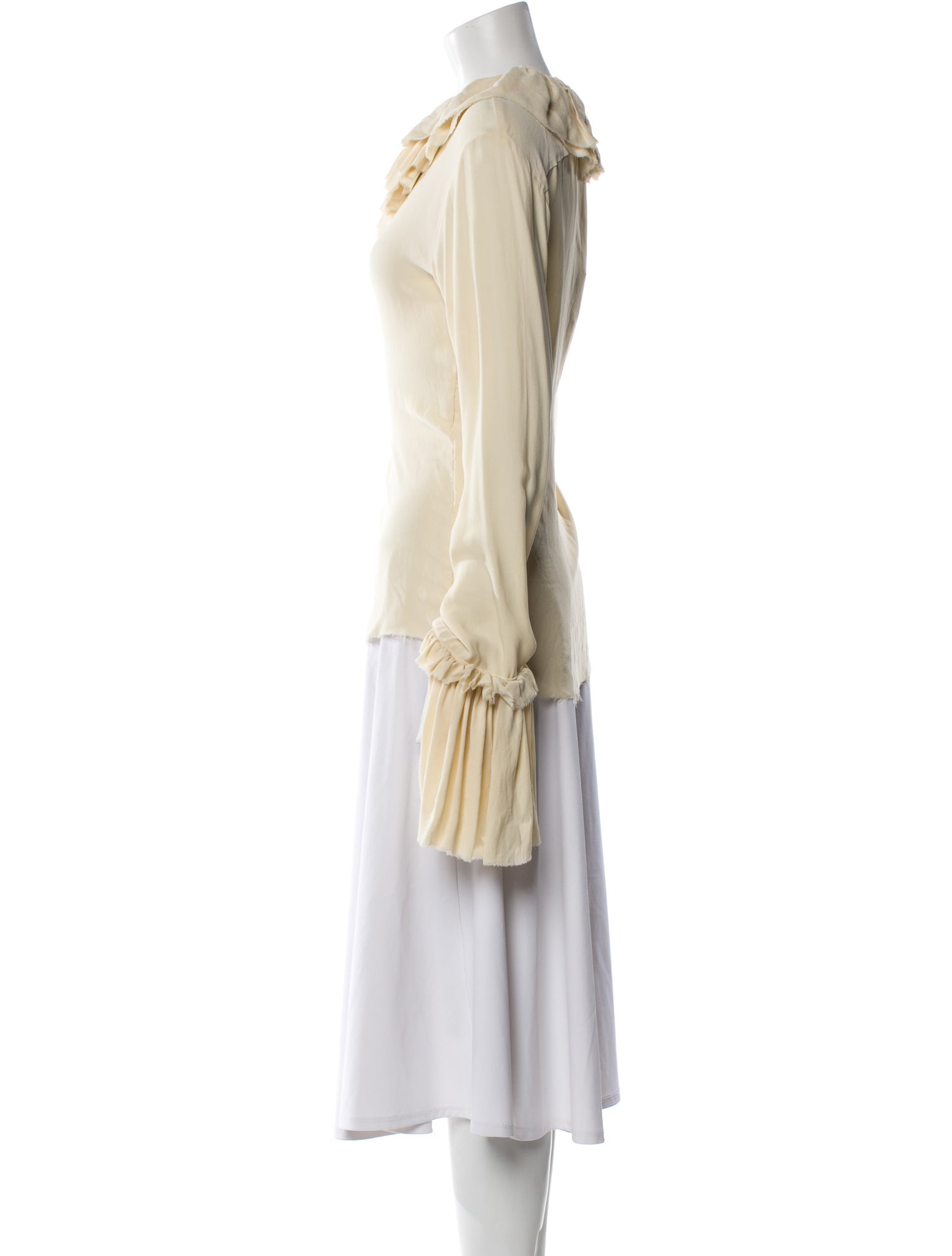 Elena Dawson Crew Neck Long Sleeve Button-Up Top