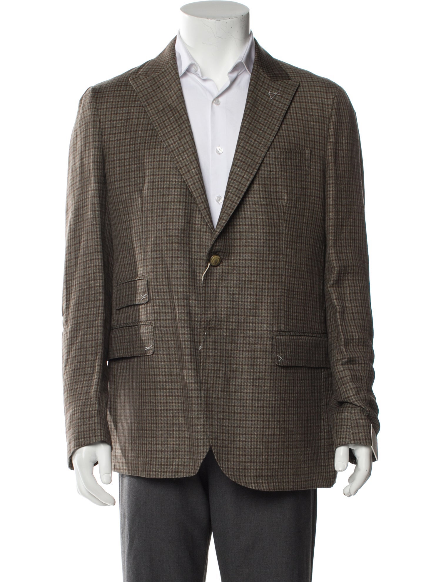 Eleventy Linen Houndstooth Print Blazer w/ Tags