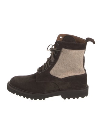 Eleventy Suede Combat Boots