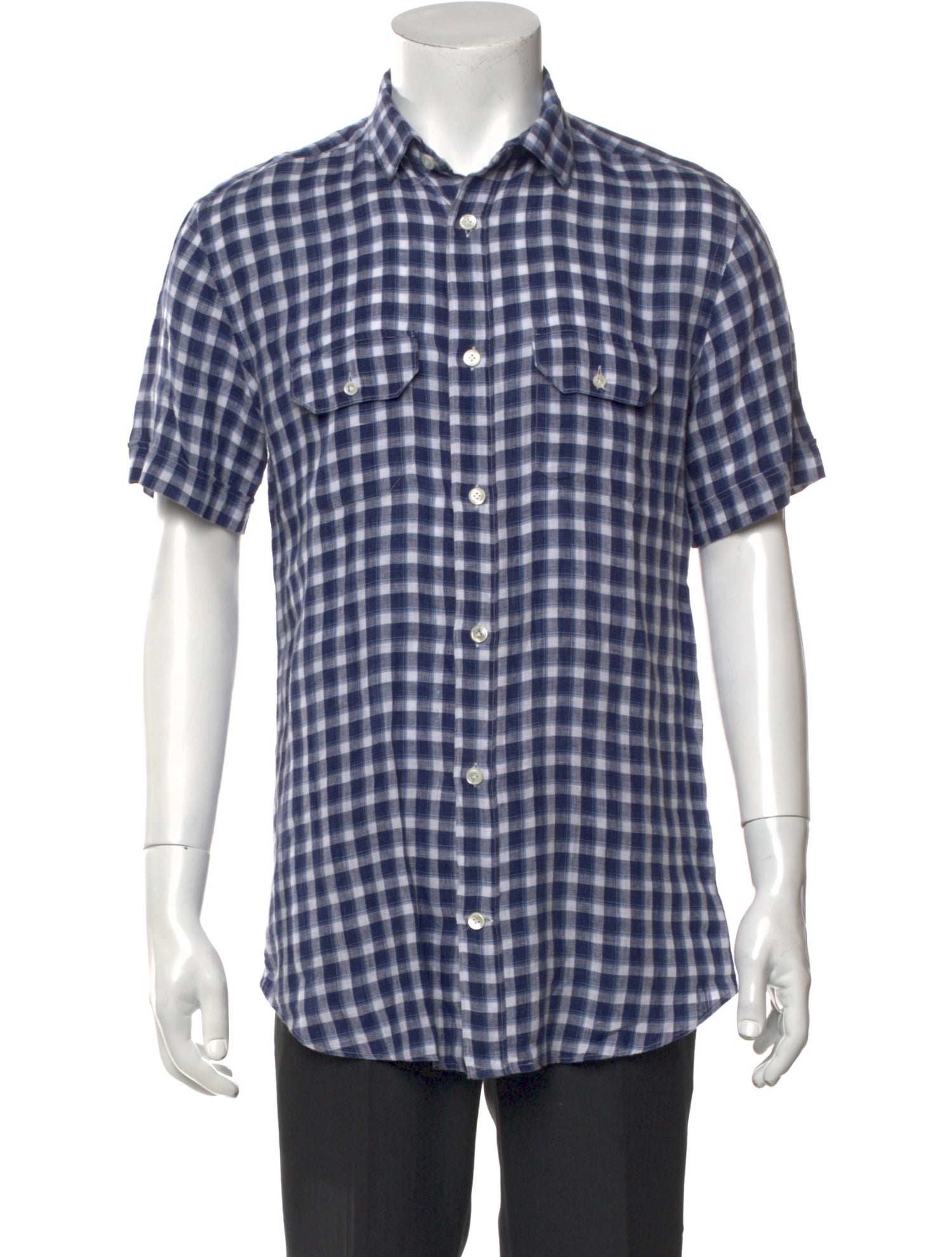 Eleventy Plaid Print Short Sleeve Shirt