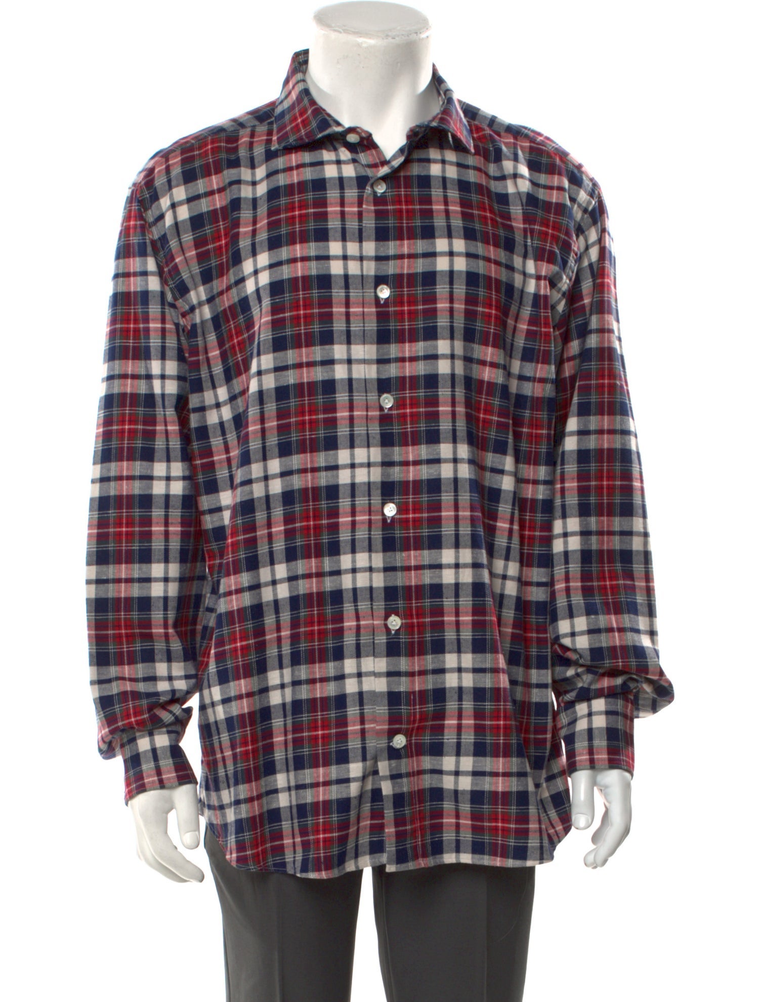 Eleventy Plaid Print Long Sleeve Shirt