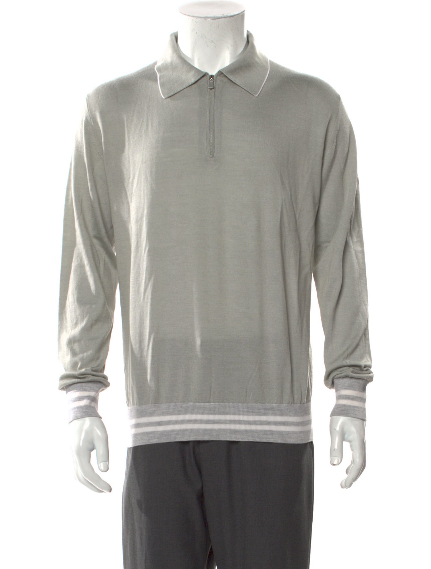 Eleventy Wool Striped Polo Sweater w/ Tags