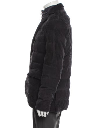 Eleventy Goat Leather Puffer Coat