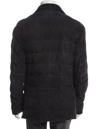 Eleventy Goat Leather Puffer Coat