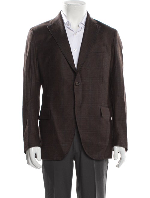 Eleventy Wool Plaid Print Blazer