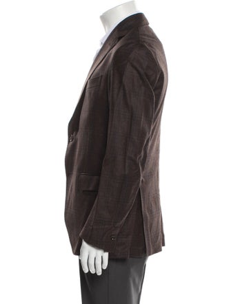 Eleventy Wool Plaid Print Blazer