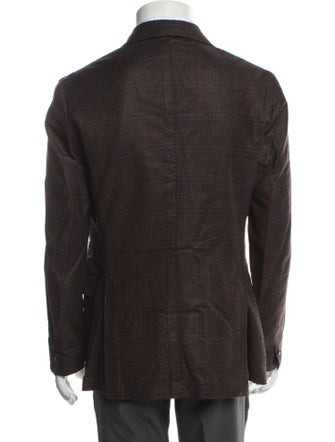 Eleventy Wool Plaid Print Blazer