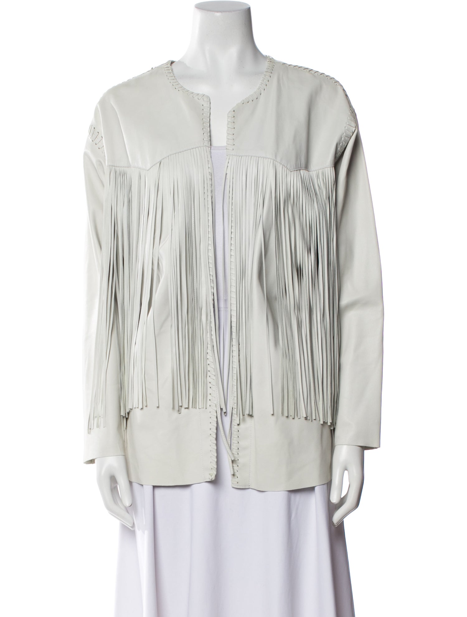 Eleventy Leather Striped Jacket