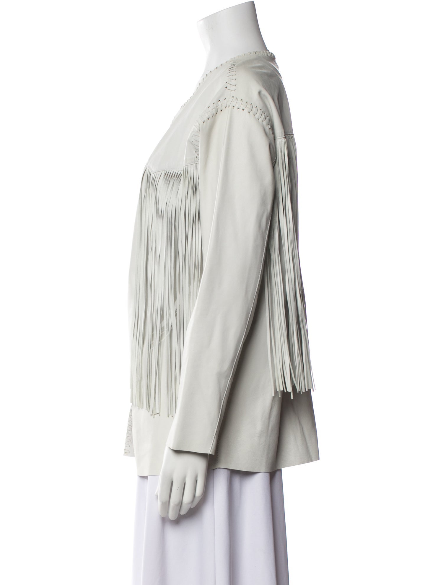 Eleventy Leather Striped Jacket