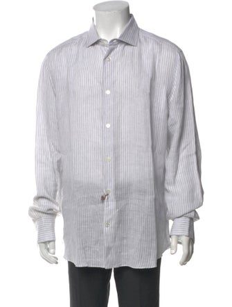 Eleventy Linen Striped Shirt