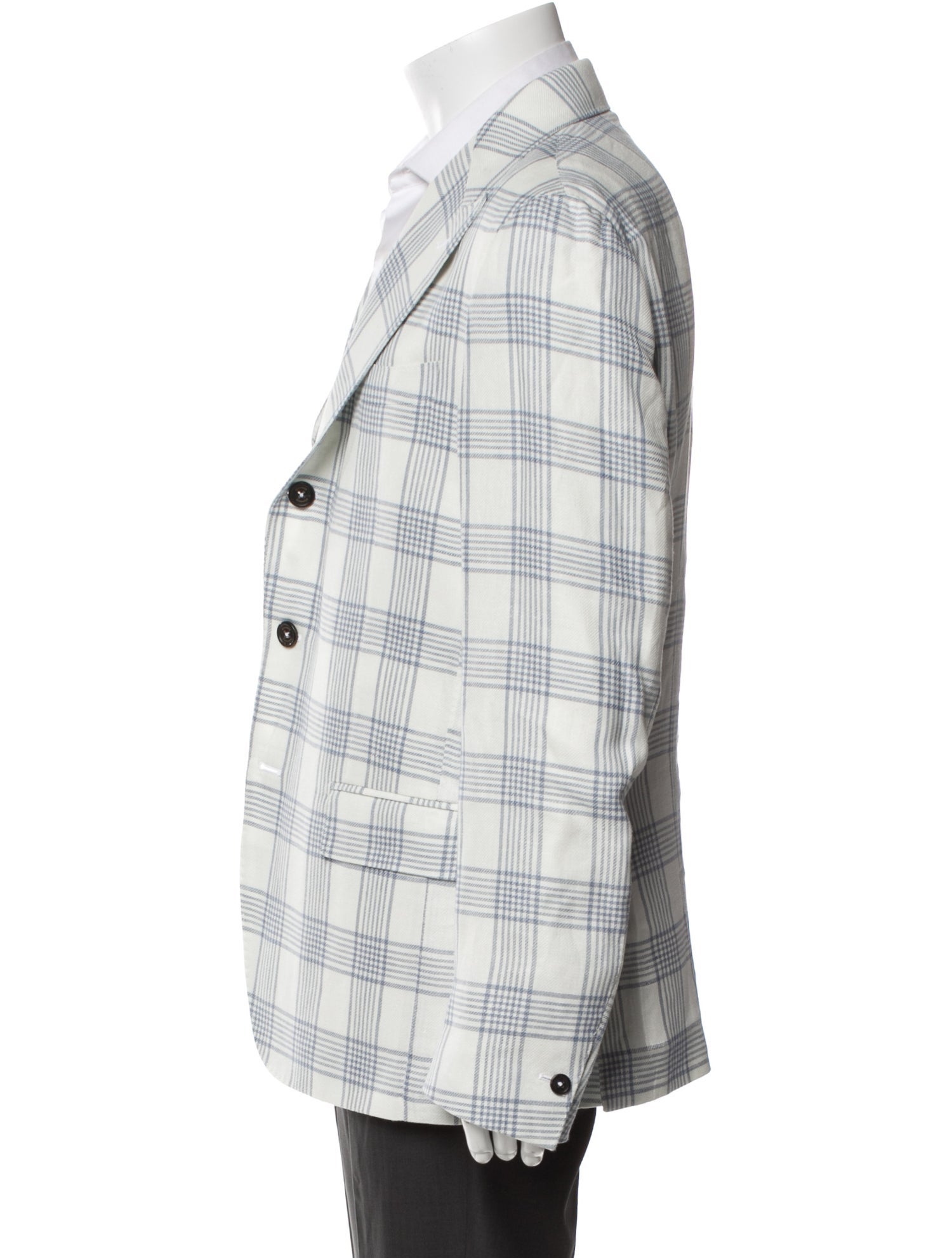 Eleventy Linen Plaid Print Blazer