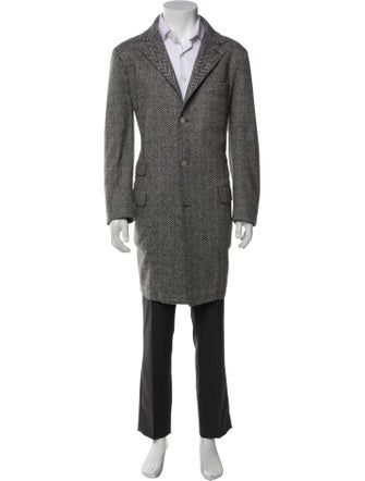 Eleventy Wool Houndstooth Print Overcoat