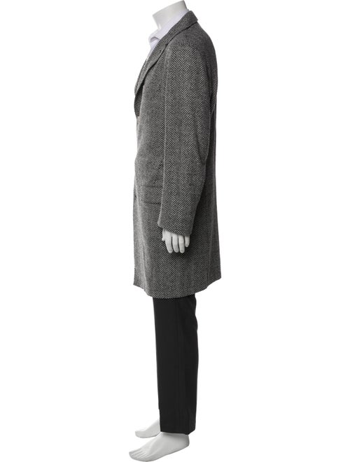 Eleventy Wool Houndstooth Print Overcoat