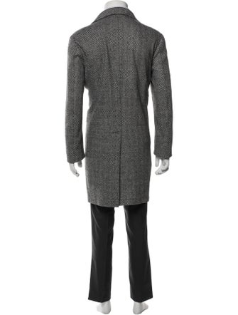 Eleventy Wool Houndstooth Print Overcoat
