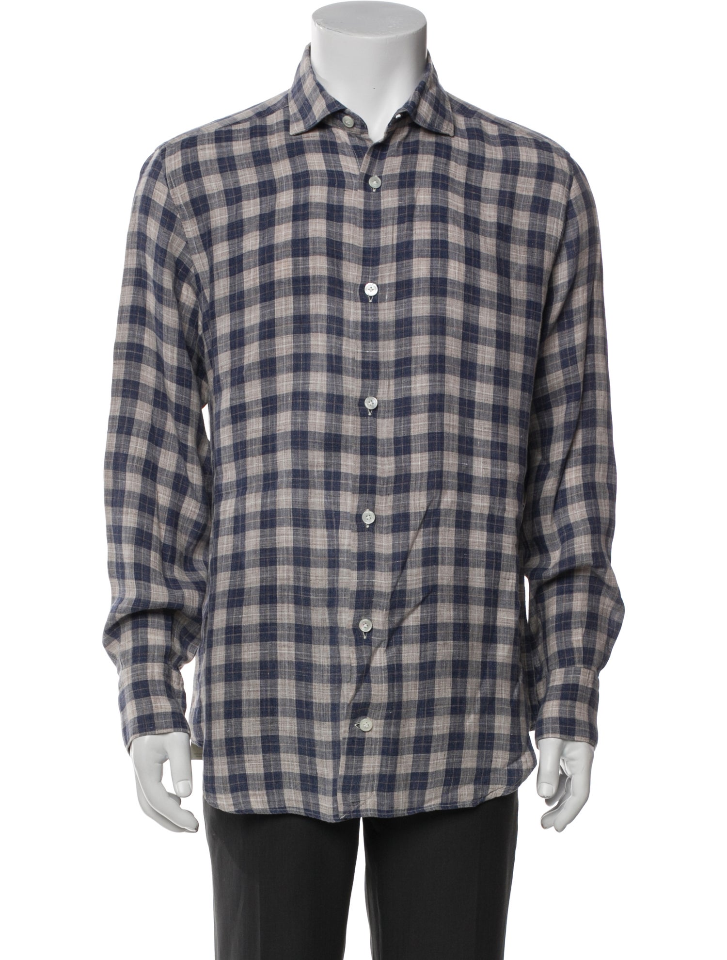 Eleventy Plaid Print Long Sleeve Shirt