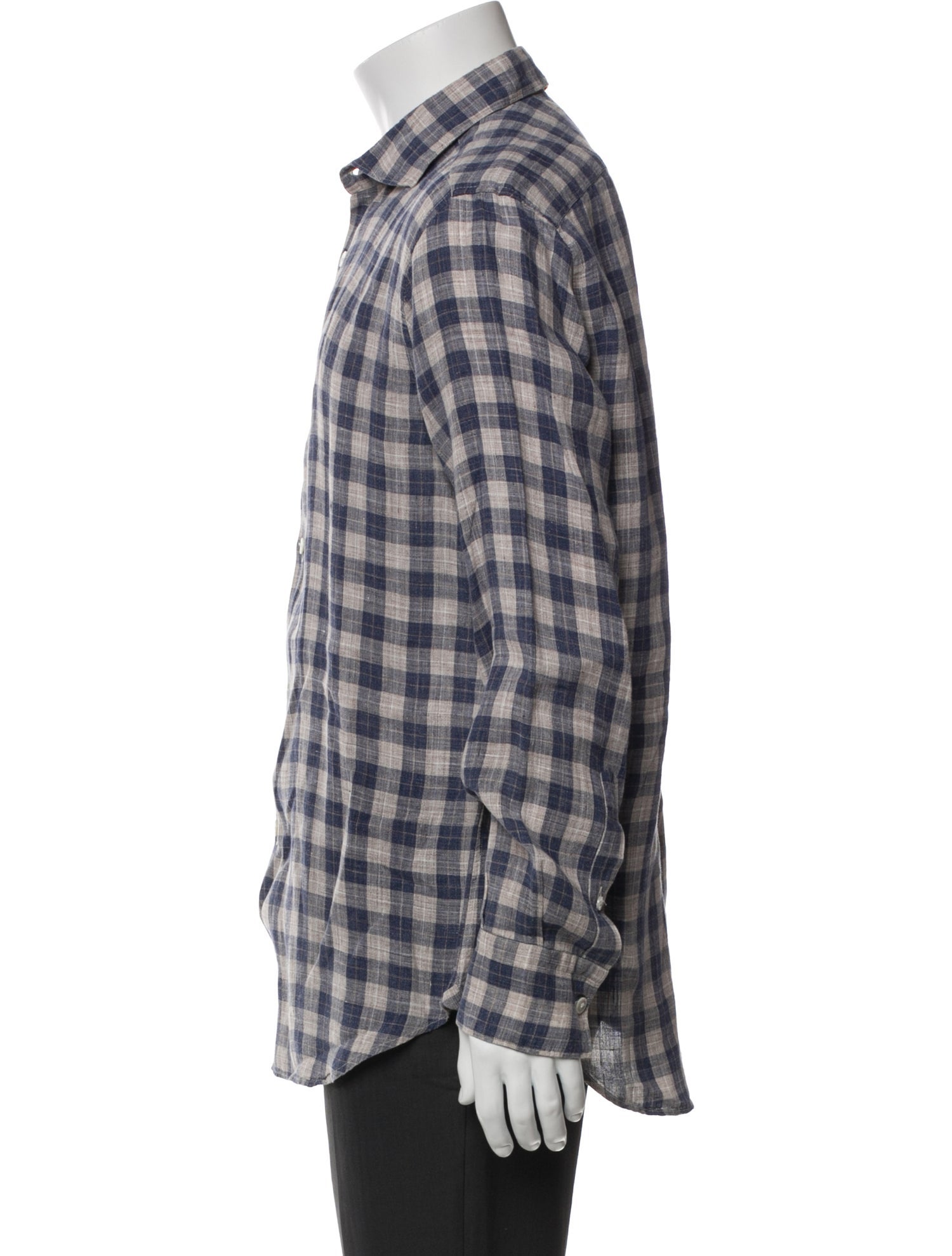 Eleventy Plaid Print Long Sleeve Shirt