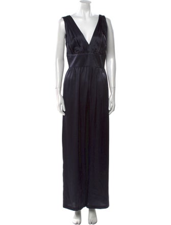 Eleventy Silk V-Neck Jumpsuit