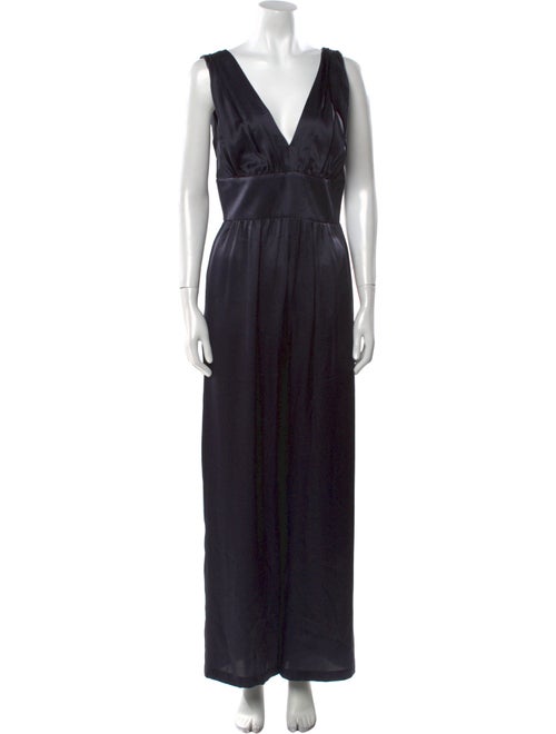 Eleventy Silk V-Neck Jumpsuit
