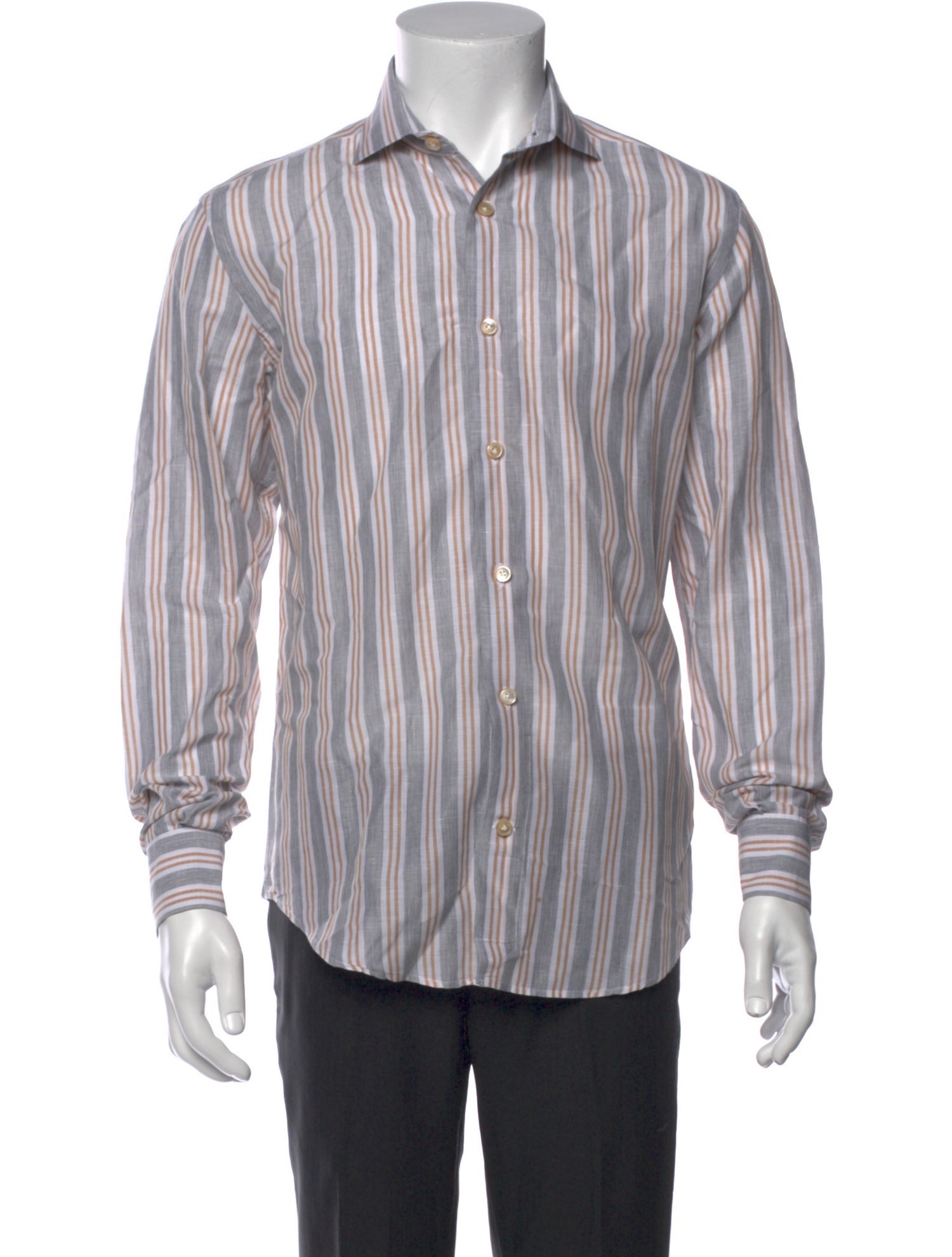 Eleventy Linen Striped Dress Shirt