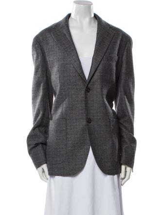 Eleventy Wool Plaid Print Blazer