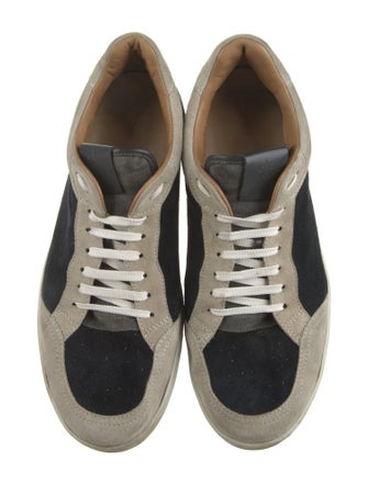 Eleventy Suede Colorblock Pattern Sneakers