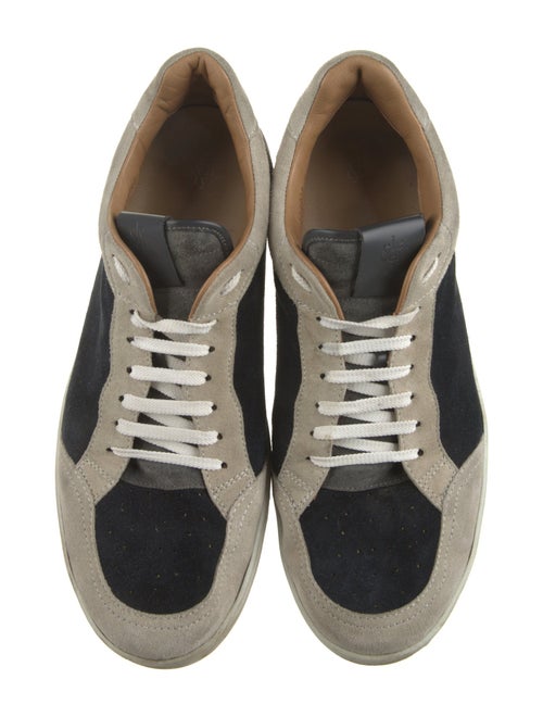 Eleventy Suede Colorblock Pattern Sneakers