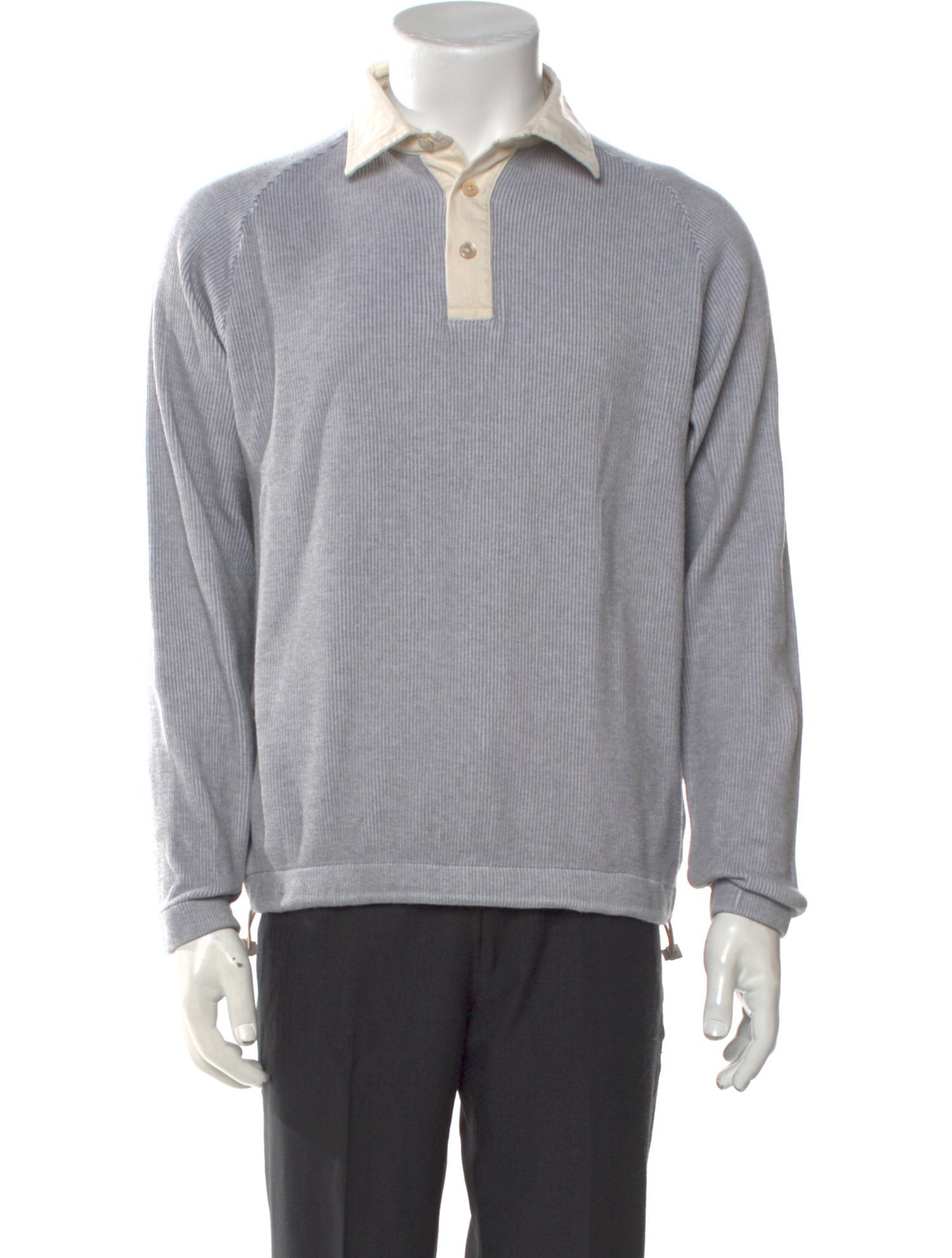 Eleventy V-Neck Long Sleeve Polo Shirt