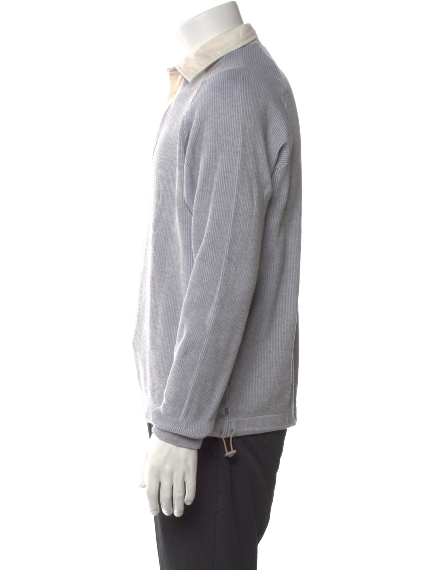 Eleventy V-Neck Long Sleeve Polo Shirt