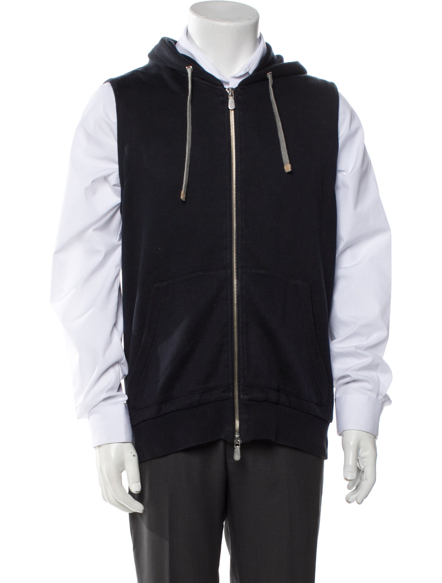 Eleventy V-Neck Sleeveless Hoodie