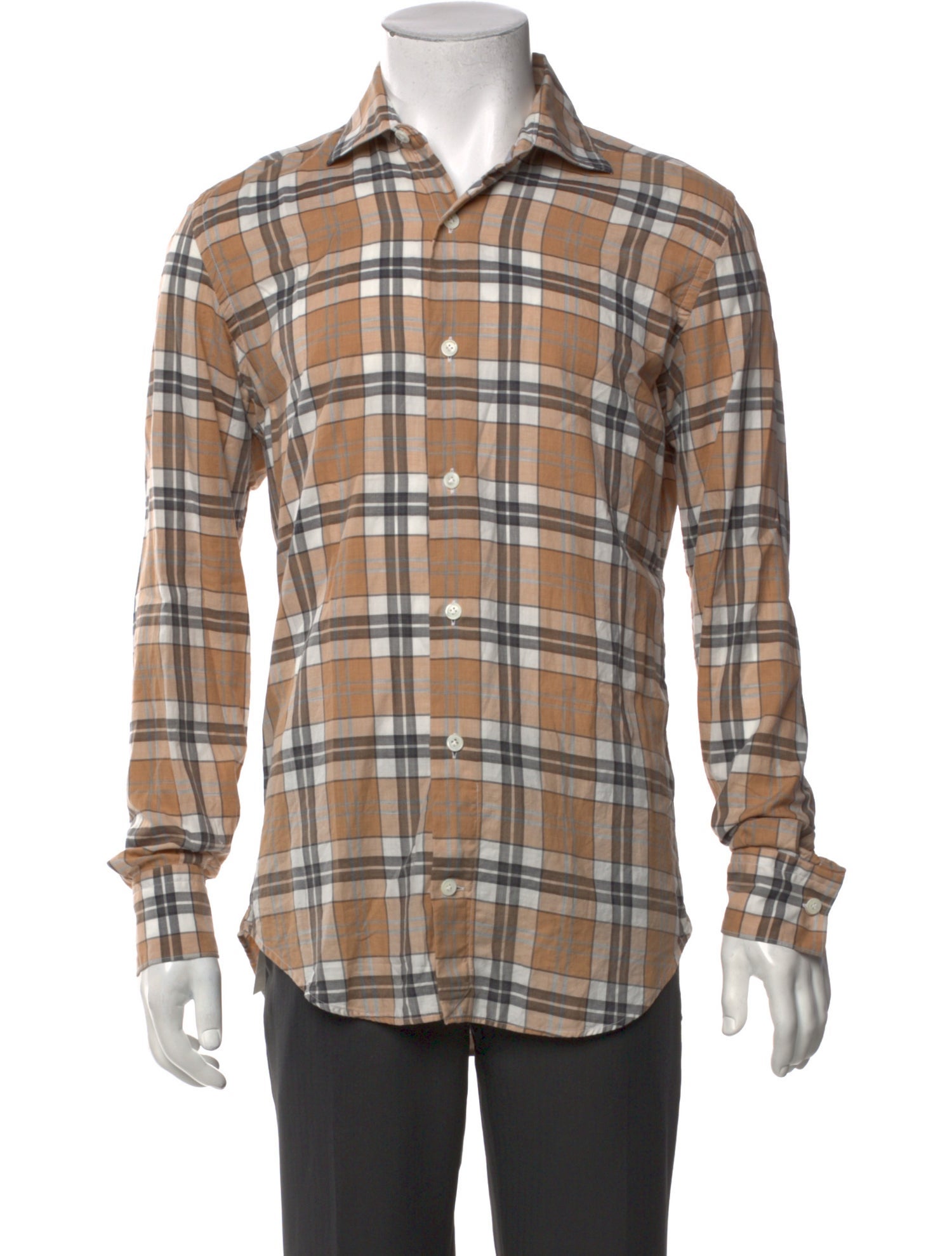 Eleventy Plaid Print Long Sleeve Shirt