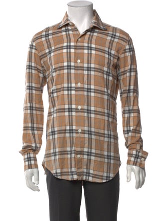 Eleventy Plaid Print Long Sleeve Shirt
