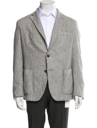 Eleventy Wool Plaid Print Peacoat