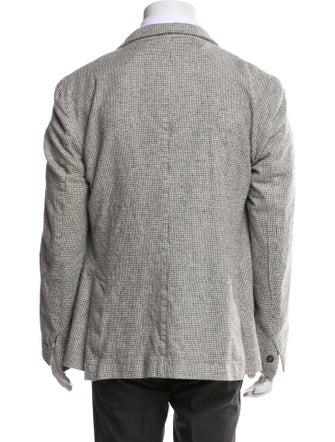 Eleventy Wool Plaid Print Peacoat