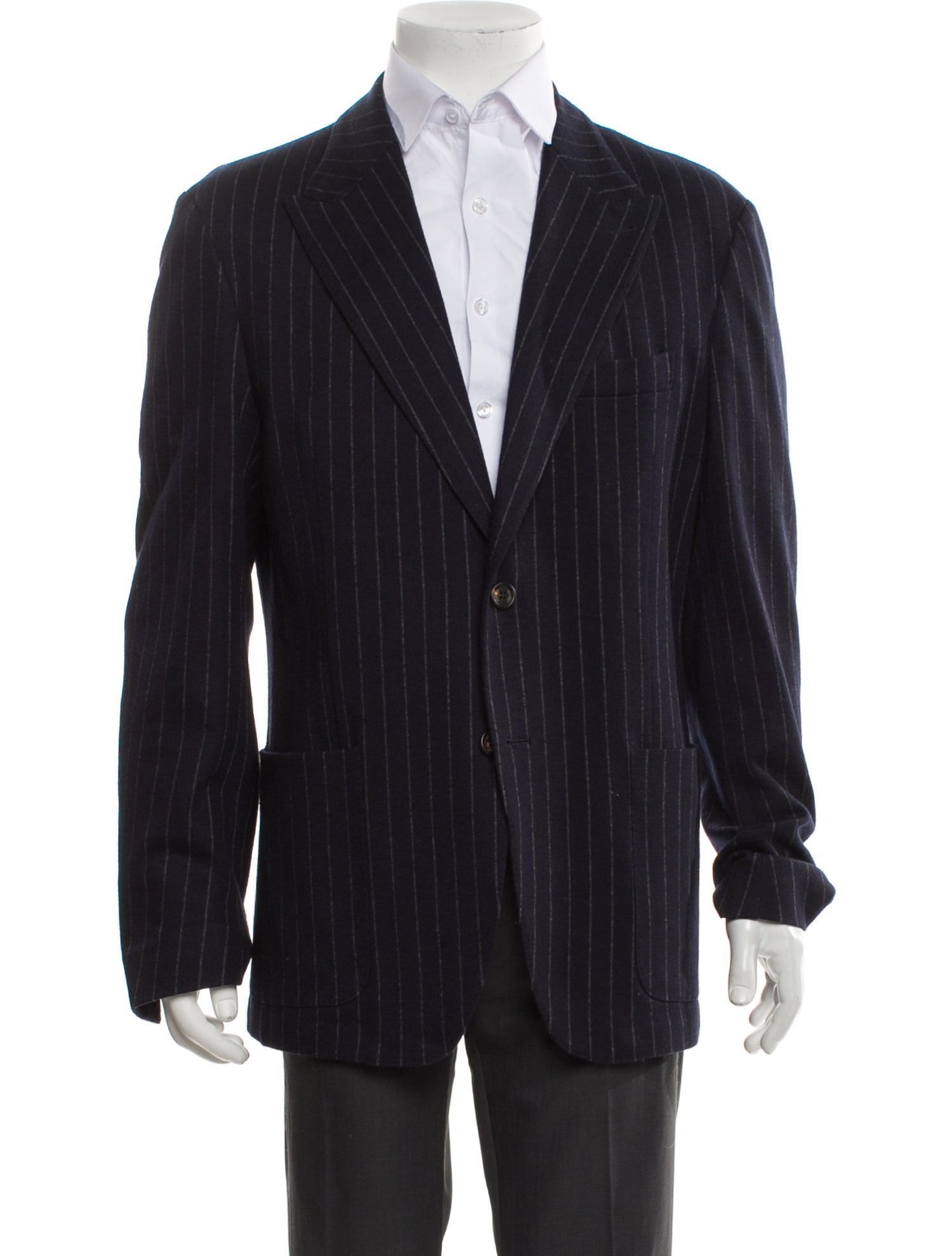 Eleventy Wool Striped Overcoat