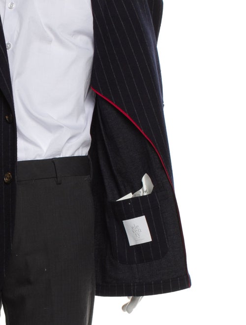 Eleventy Wool Striped Overcoat