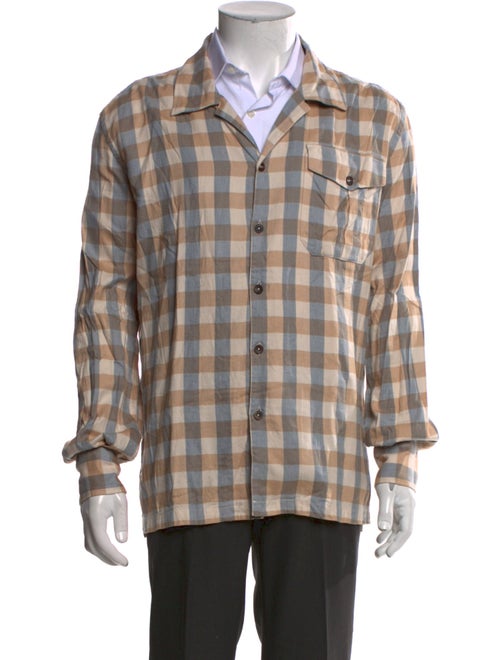 Eleventy Plaid Print Long Sleeve Western Shirt